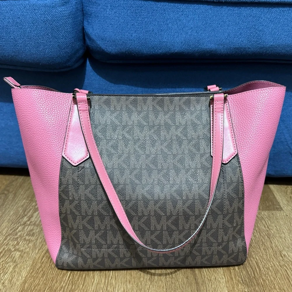 Michael Kors Pink and Gray Signature Tote
